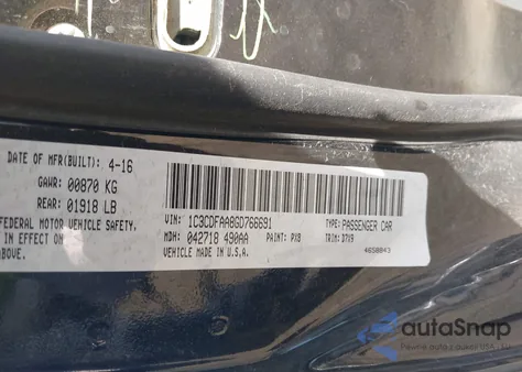 2016 Dodge Dart Se from USA, damaged, VIN 1C3CDFAA8GD766691